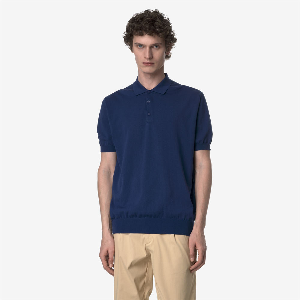 Blue Men's Classic Knit Polo Shirt for City Wear 02