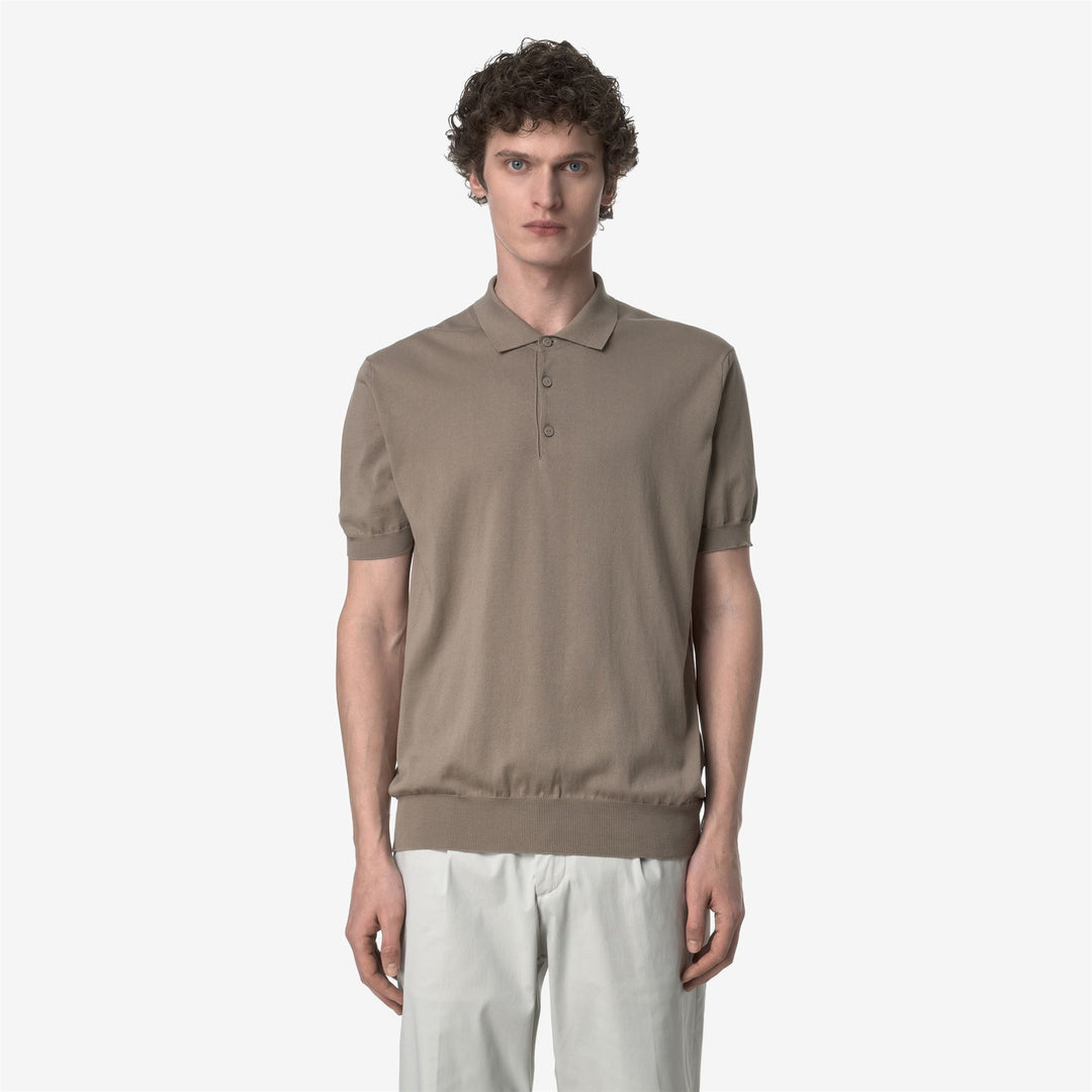 Polo Classica Tricot Beige Marrone Uomo per Uso Cittadino main