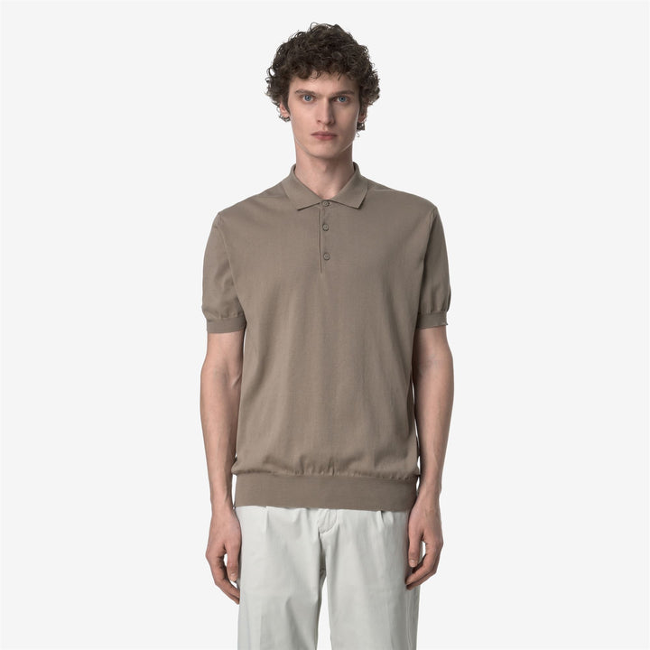 Polo Classica Tricot Beige Marrone Uomo per Uso Cittadino 3