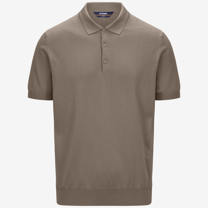 Beige Brown Men's Classic Knit Polo Shirt for City Wear 1