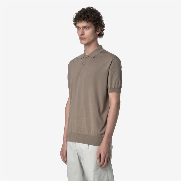 Polo Classica Tricot Beige Marrone Uomo per Uso Cittadino 4