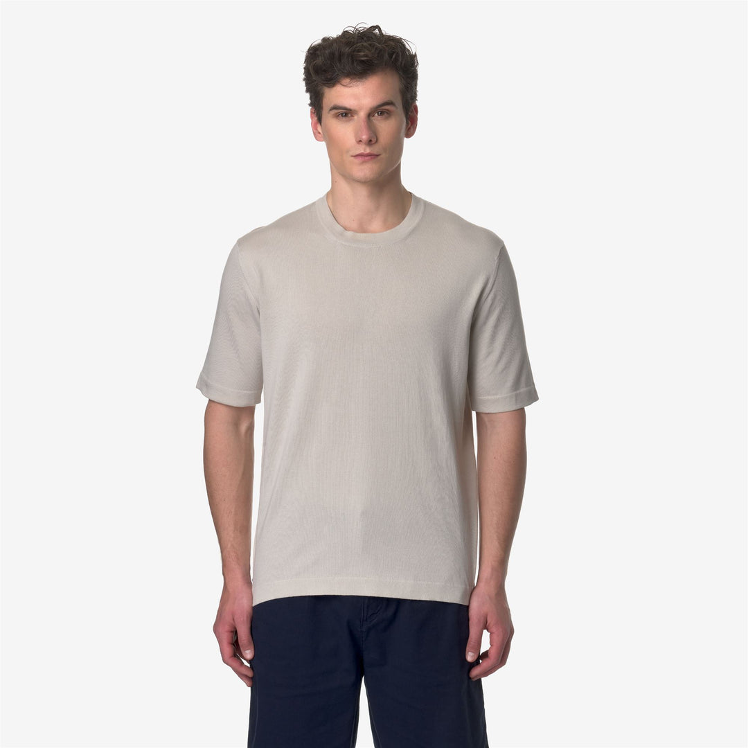 Maglione Girocollo Uomo Cotone Beige Grigio per Uso Urbano main
