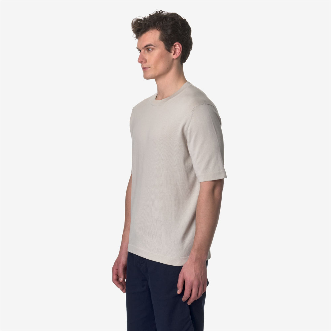 Maglione Girocollo Uomo Cotone Beige Grigio per Uso Urbano main