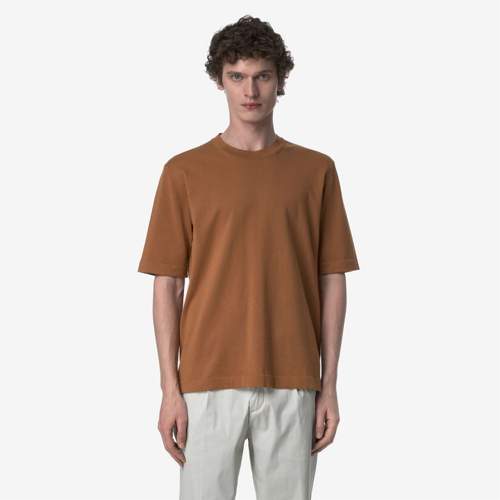 Brown Orange Men's Knitwear Crew Neck Pullover Sweater 1