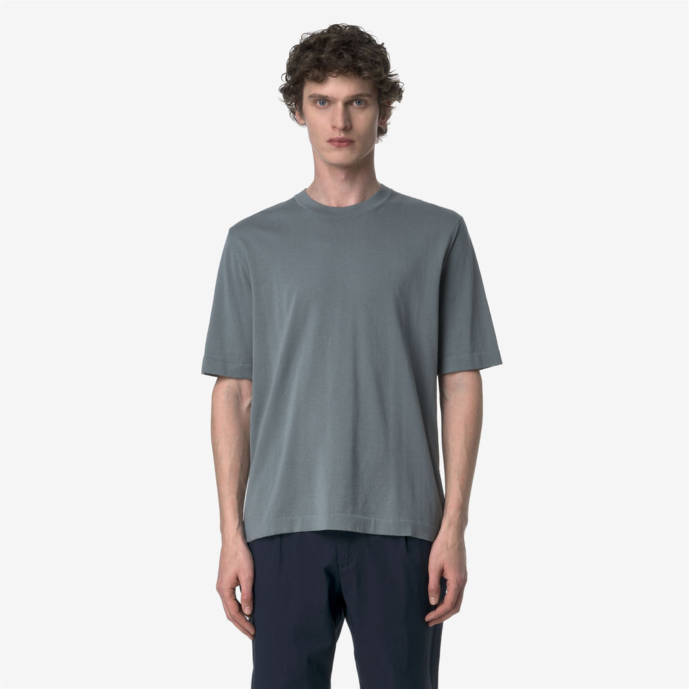 Grey Blue Men's Cotton Crew Neck Pullover for City Wear 02