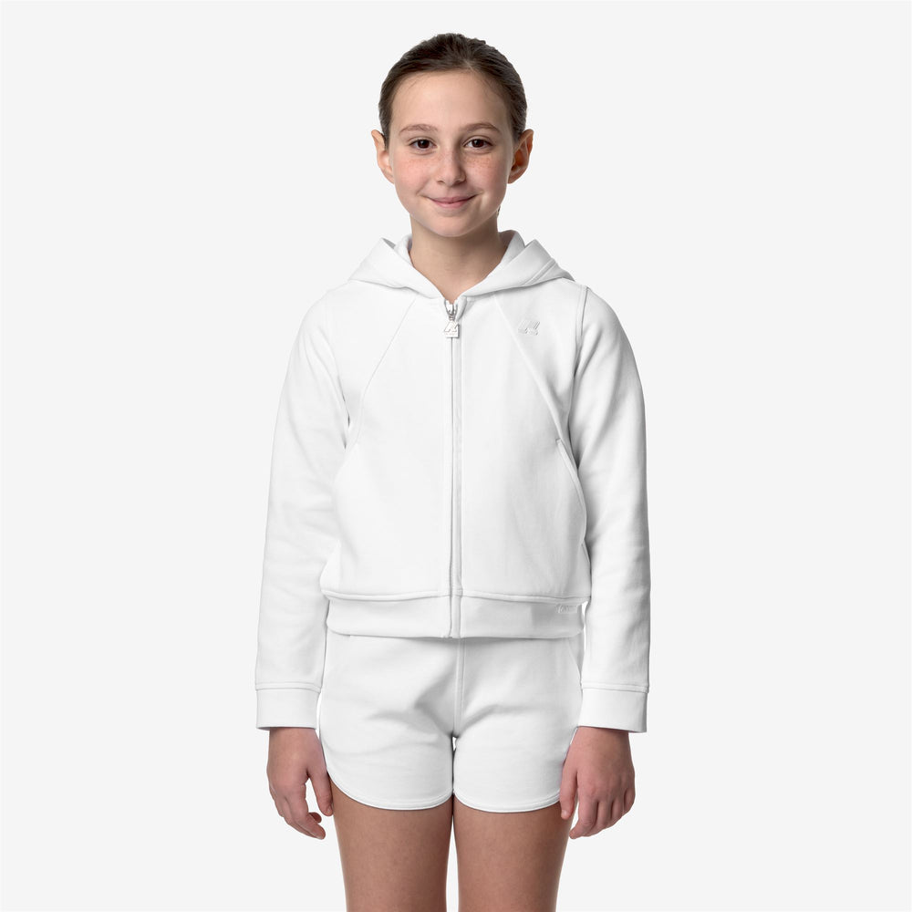 Grey White Girl's Fleece Jacket for Athleisure and Leisure Activities 02