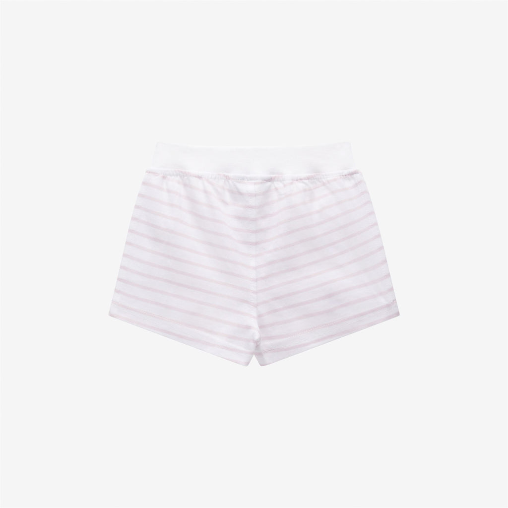 Shorts_Kid unisex_E. NOISETTE STRIPES_Sport Shorts_White - Pink Rose - Commercial 2
