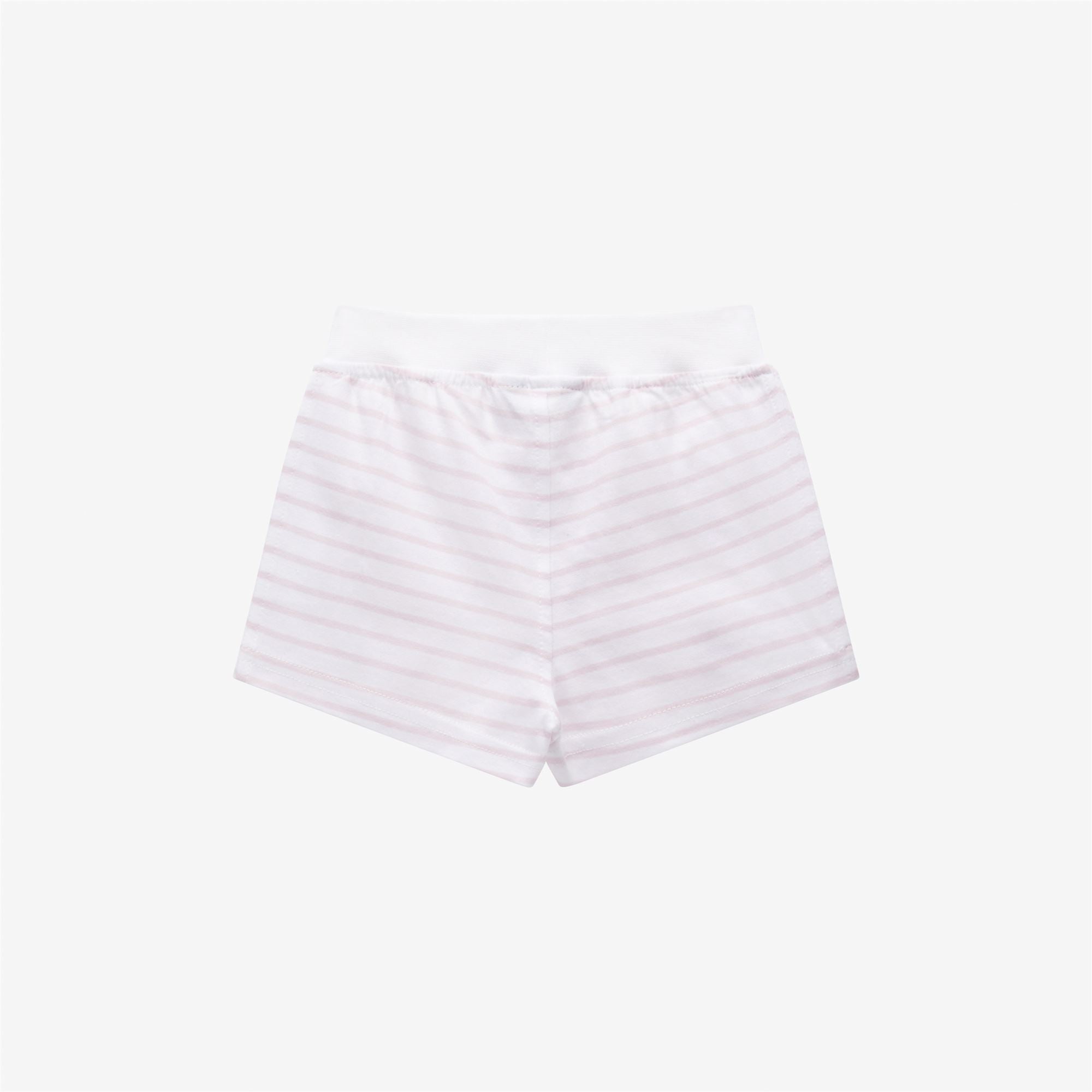 Shorts_Kid unisex_E. NOISETTE STRIPES_Sport Shorts_White - Pink Rose - Commercial 2