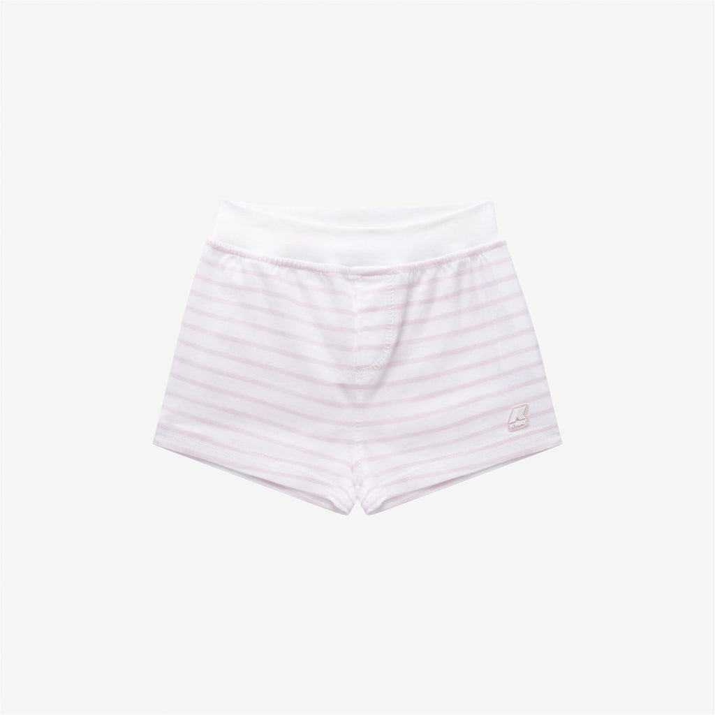 Shorts_Kid unisex_E. NOISETTE STRIPES_Sport Shorts_White - Pink Rose - Commercial 1
