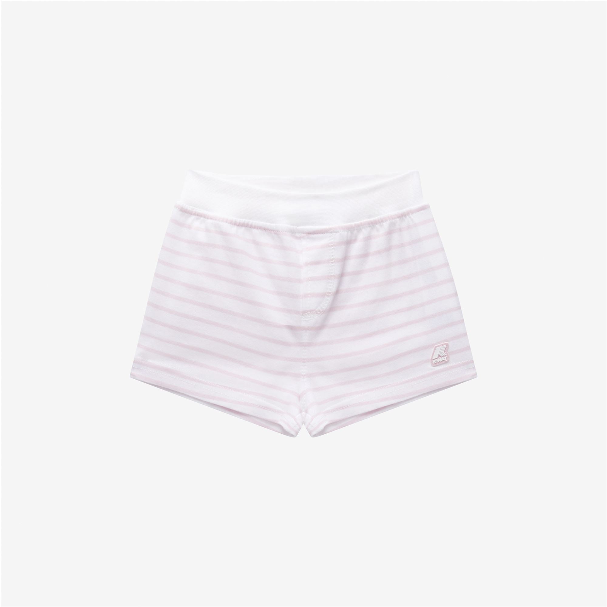 Shorts_Kid unisex_E. NOISETTE STRIPES_Sport Shorts_White - Pink Rose - Commercial 1