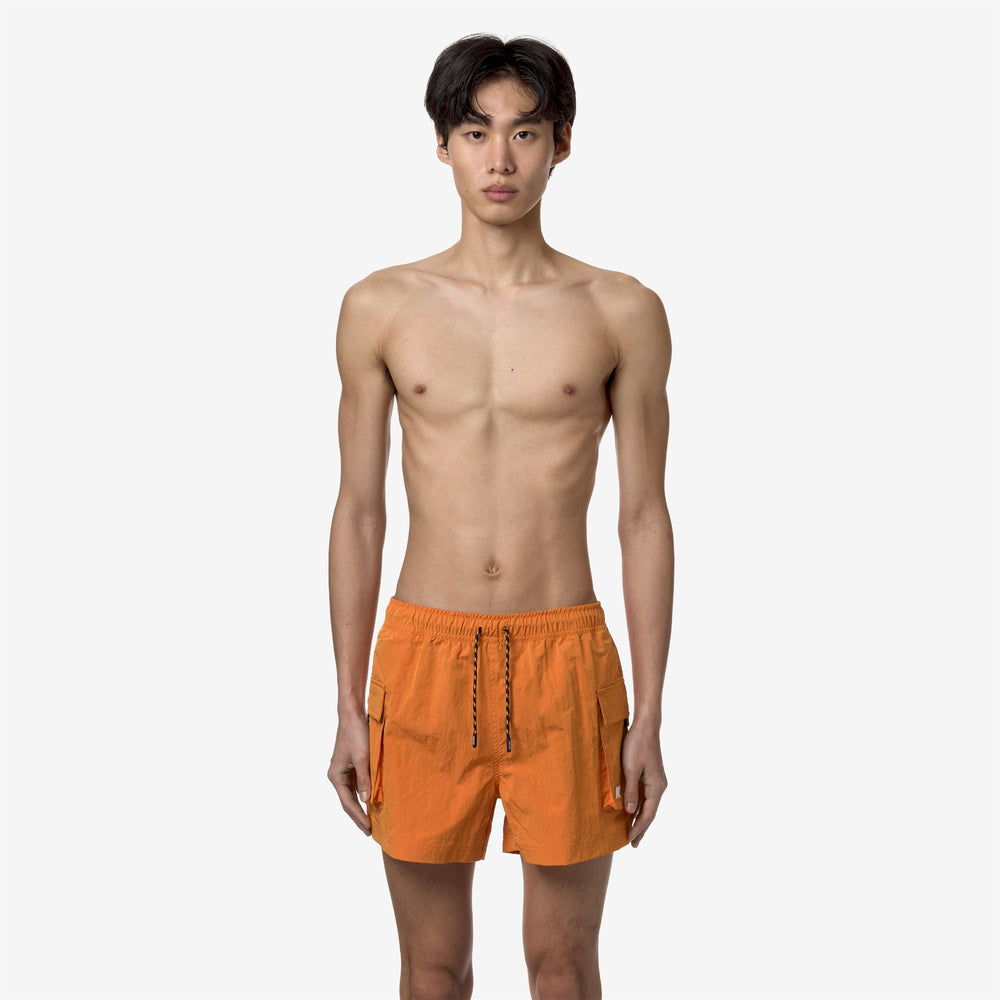 Orange Men's Quick-Dry Swimming Trunks with Cargo Pockets 02