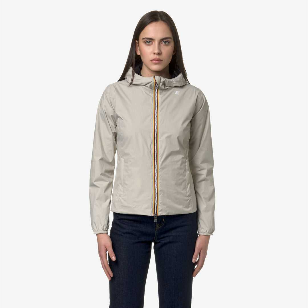 Giacca Corto Impermeabile Reversibile Donna Blu Beige main