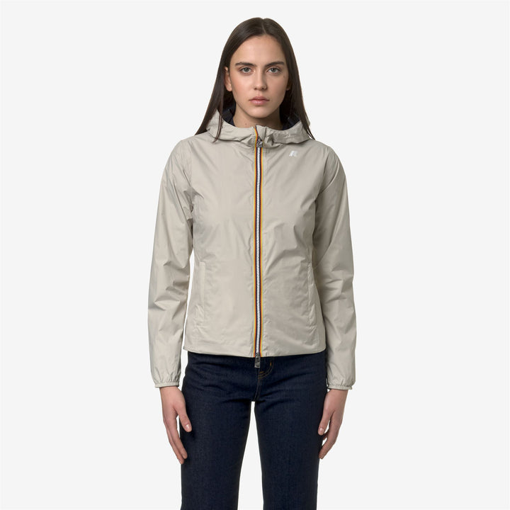 Giacca Corto Impermeabile Reversibile Donna Blu Beige 4