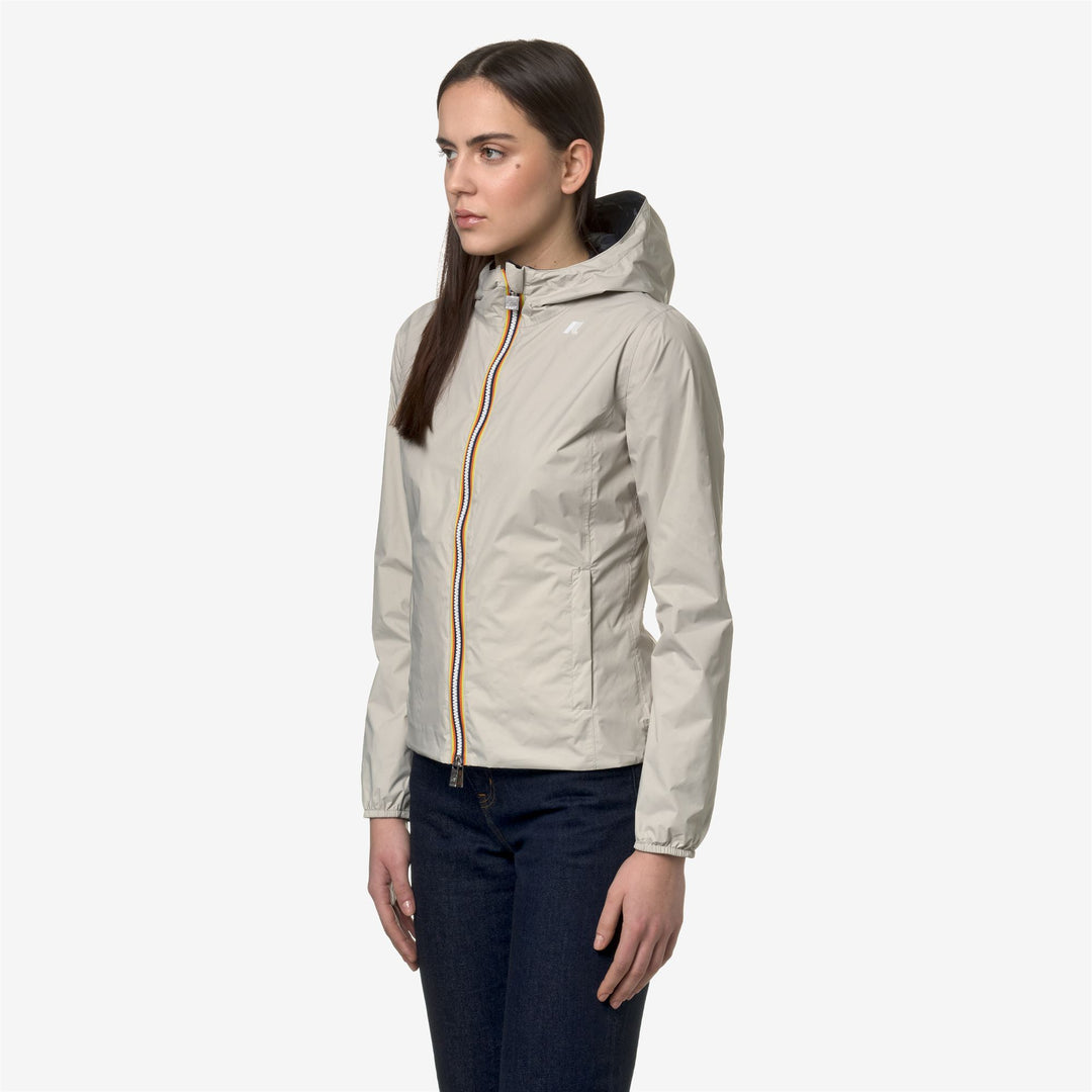 Giacca Corto Impermeabile Reversibile Donna Blu Beige main