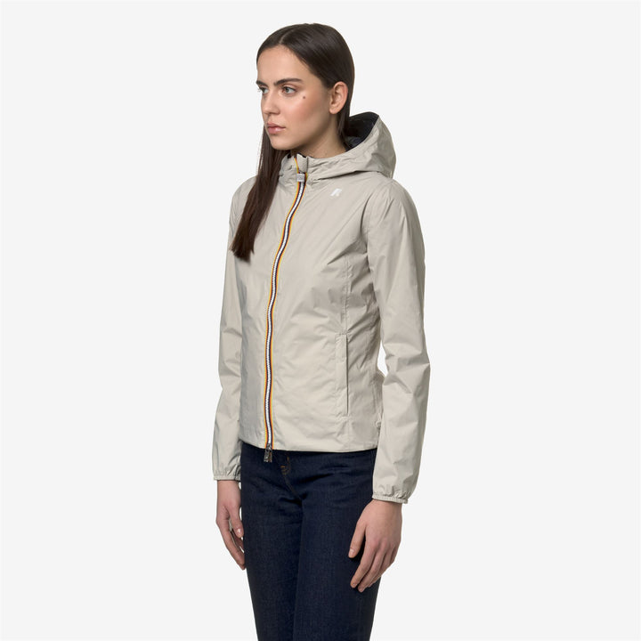 Giacca Corto Impermeabile Reversibile Donna Blu Beige 5