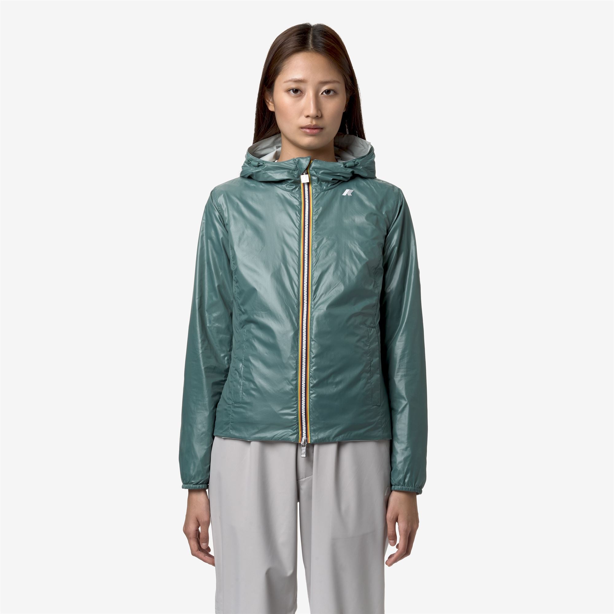 Jackets_Woman_LILY PLUS.2 DOUBLE_Short_Grey S-Green P - Commercial 7