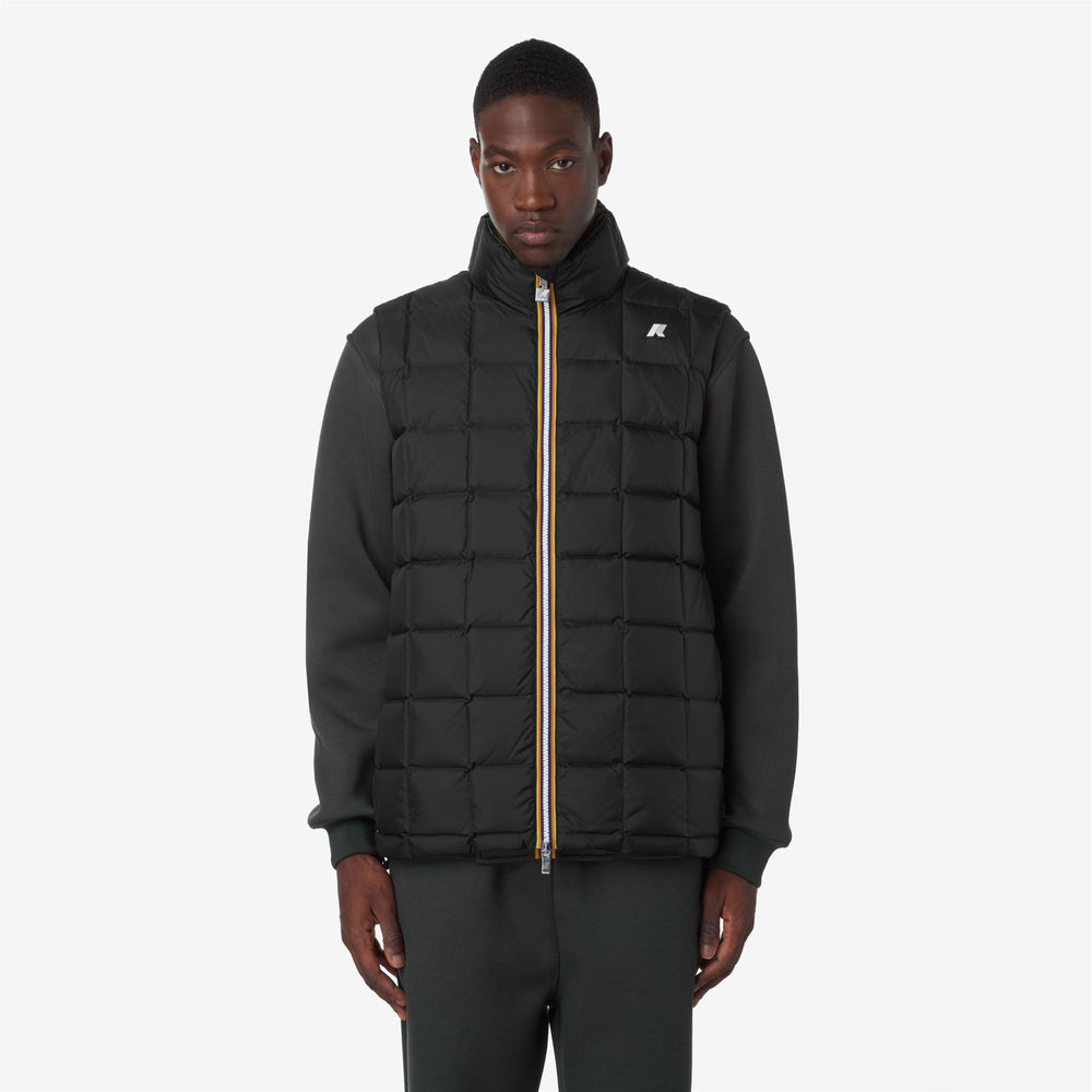 Black Green Men's Reversible Down Padded Short Jacket 02