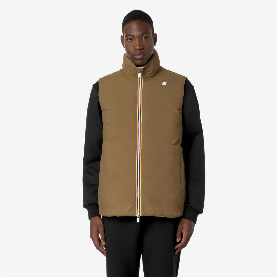 Chaqueta corta acolchada reversible para hombre en marrón y verde main