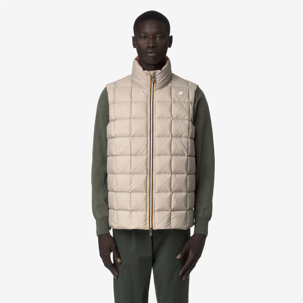 Orange beige Men's Reversible Down Quilted Short Jacket 02