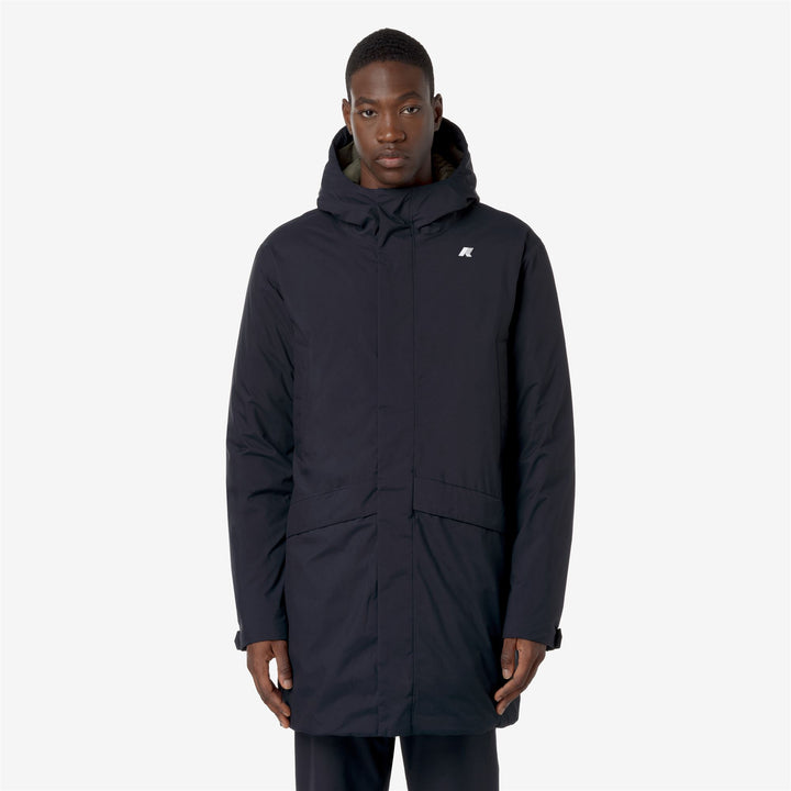 Chaqueta de hombre azul verde 3/4 para clima frío con acolchado de plumas 3