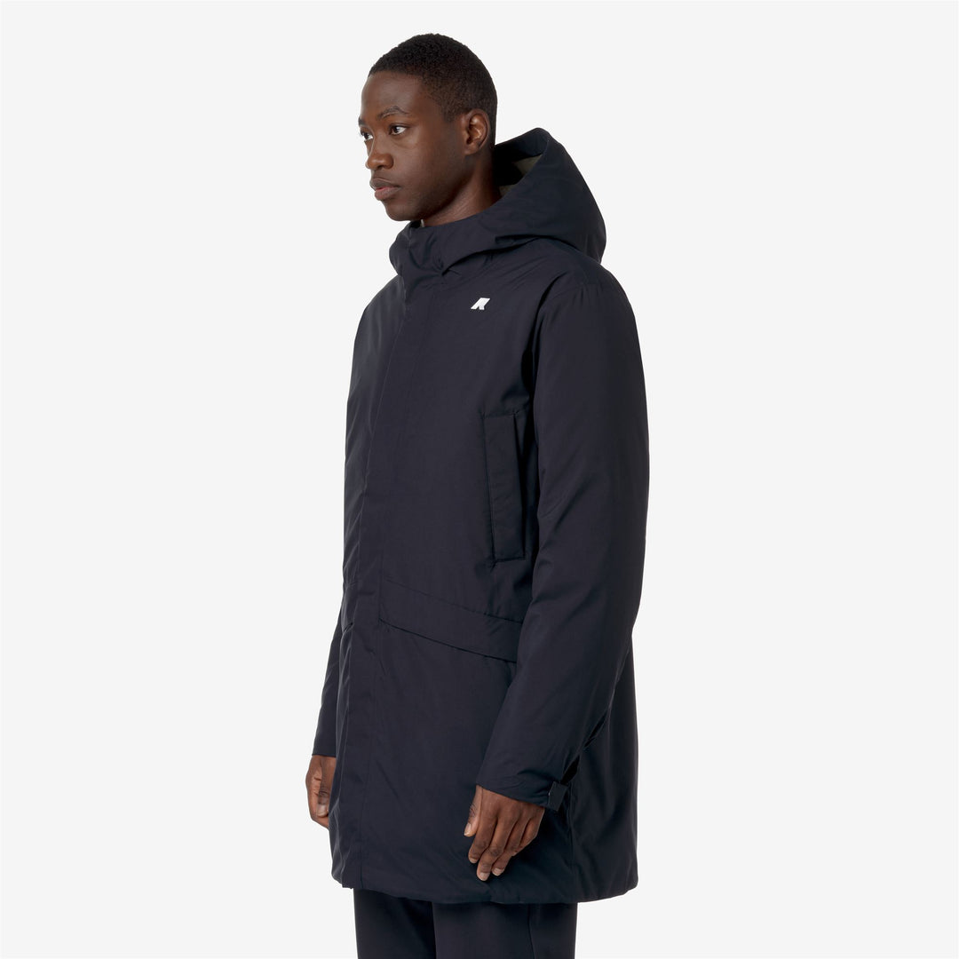 Chaqueta de hombre azul verde 3/4 para clima frío con acolchado de plumas main