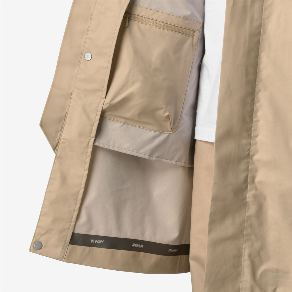 Beige Brown Men's 3/4 Length Urban Jacket with Technical Details 02