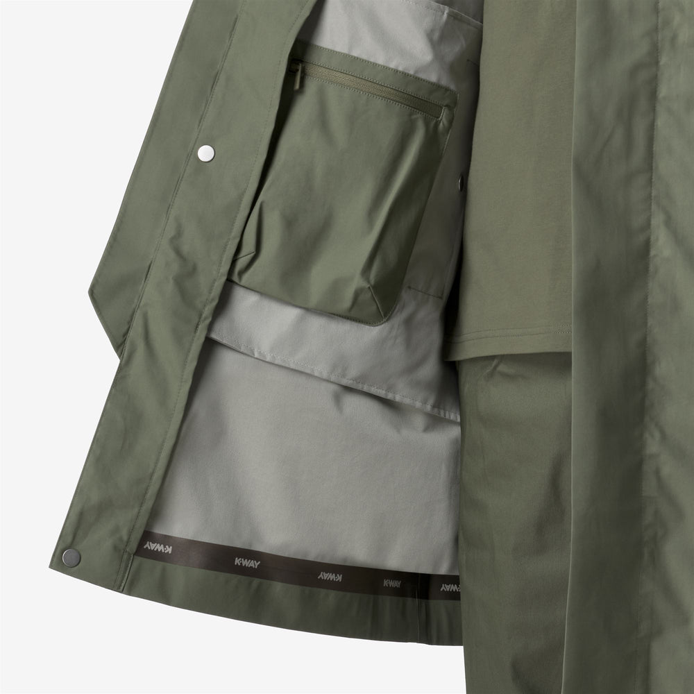 Beige Green Men's 3/4 Length Urban Jacket with Heat-Taped Seams 02