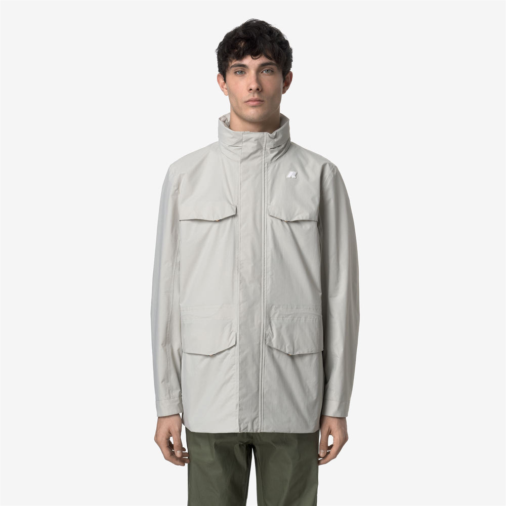 Beige Grey Men's Recycled Nylon Spring Jacket 02