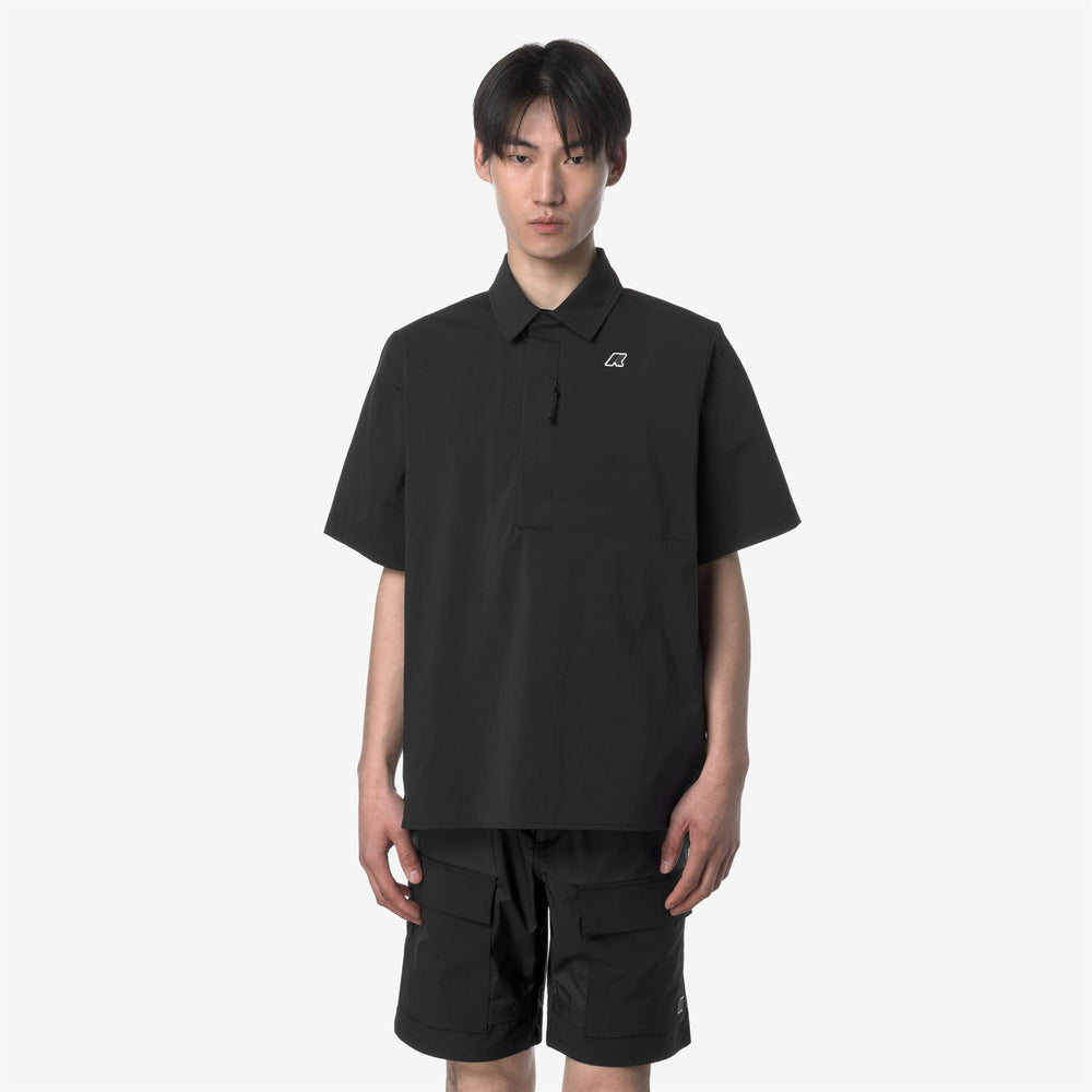 Black Unisex Classic Hiking Short-Sleeved Shirt with Zipper 02