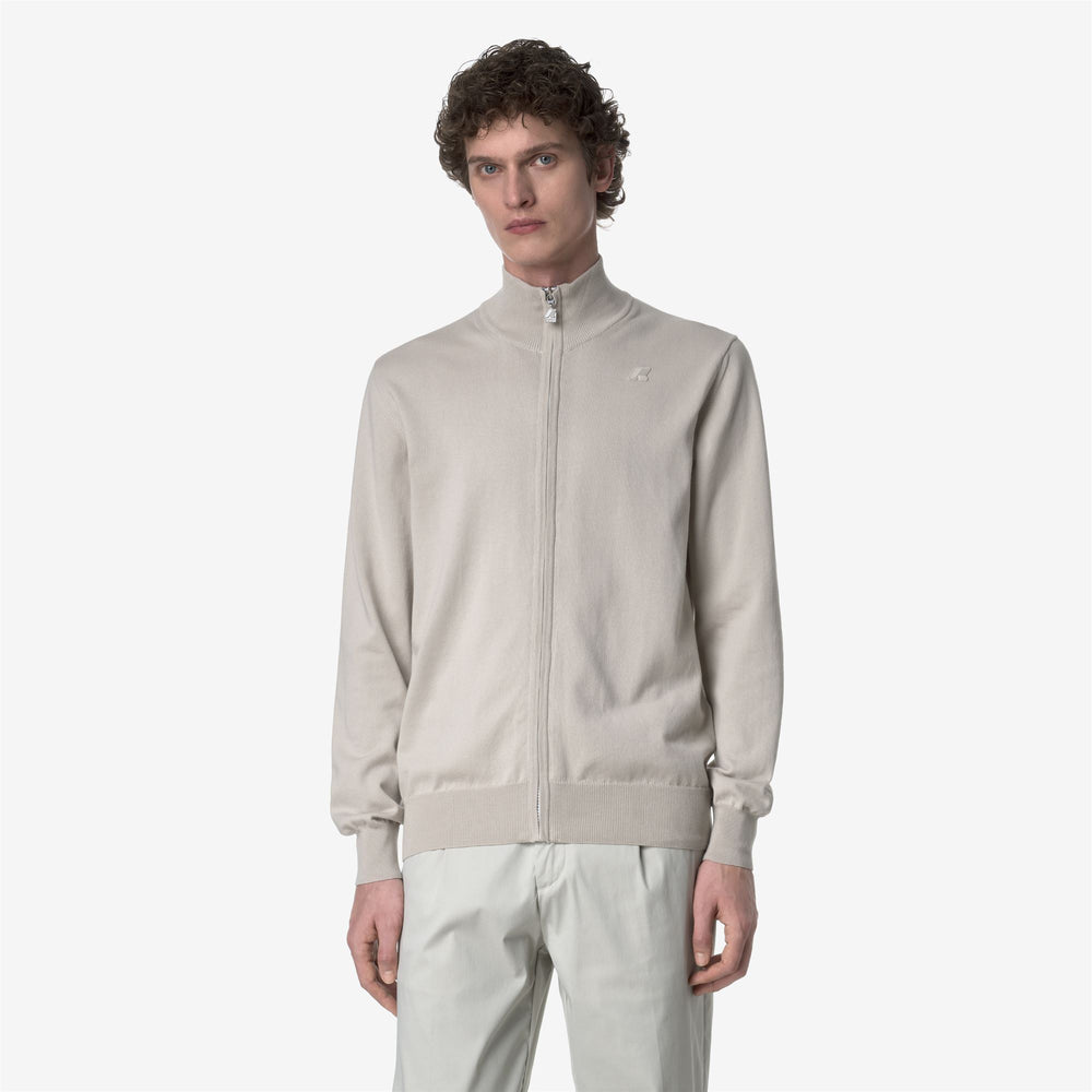 Pullover Collo Alto Cotone Uomo Beige Grigio per Estate 02