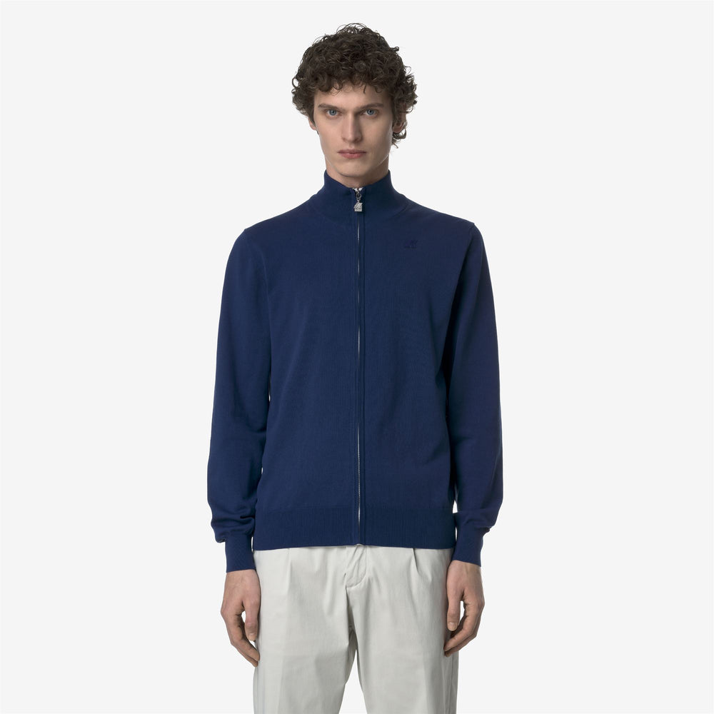 Deep Blue Men's Cotton Turtleneck Pullover for Summer Wear 02