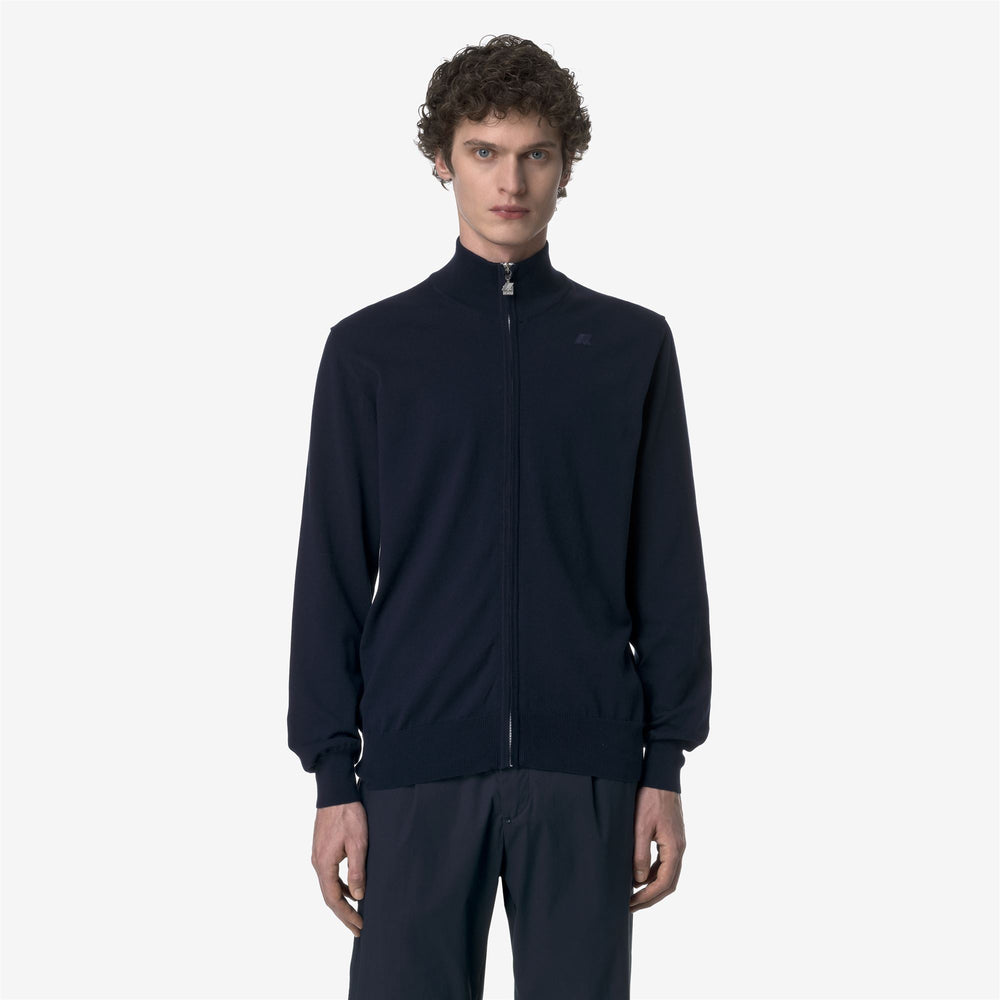 Pullover Collo Alto Cotone Uomo Blu Profondo per Estate 02