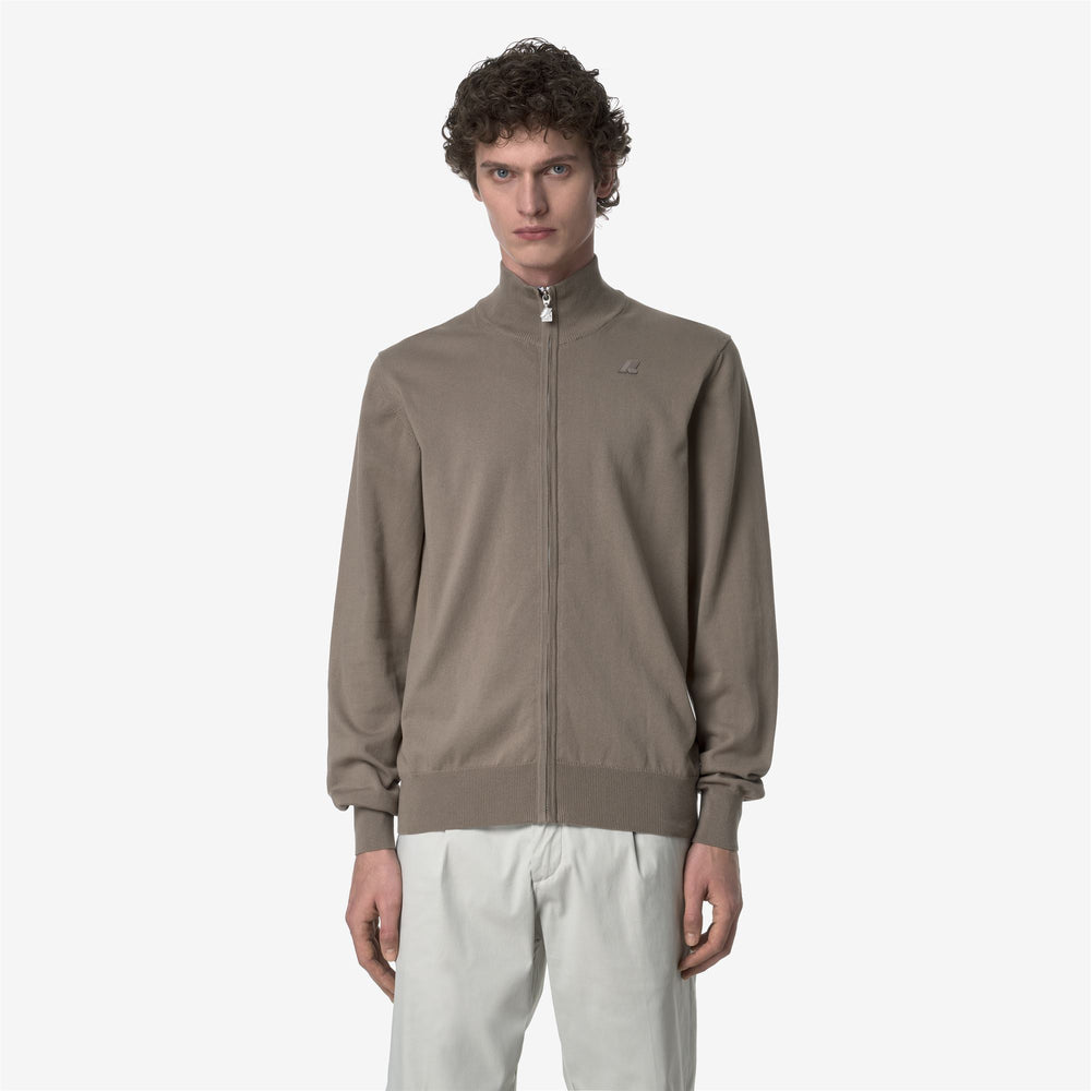 Pullover Estivo in Cotone a Collo Alto Uomo Marrone Beige 02