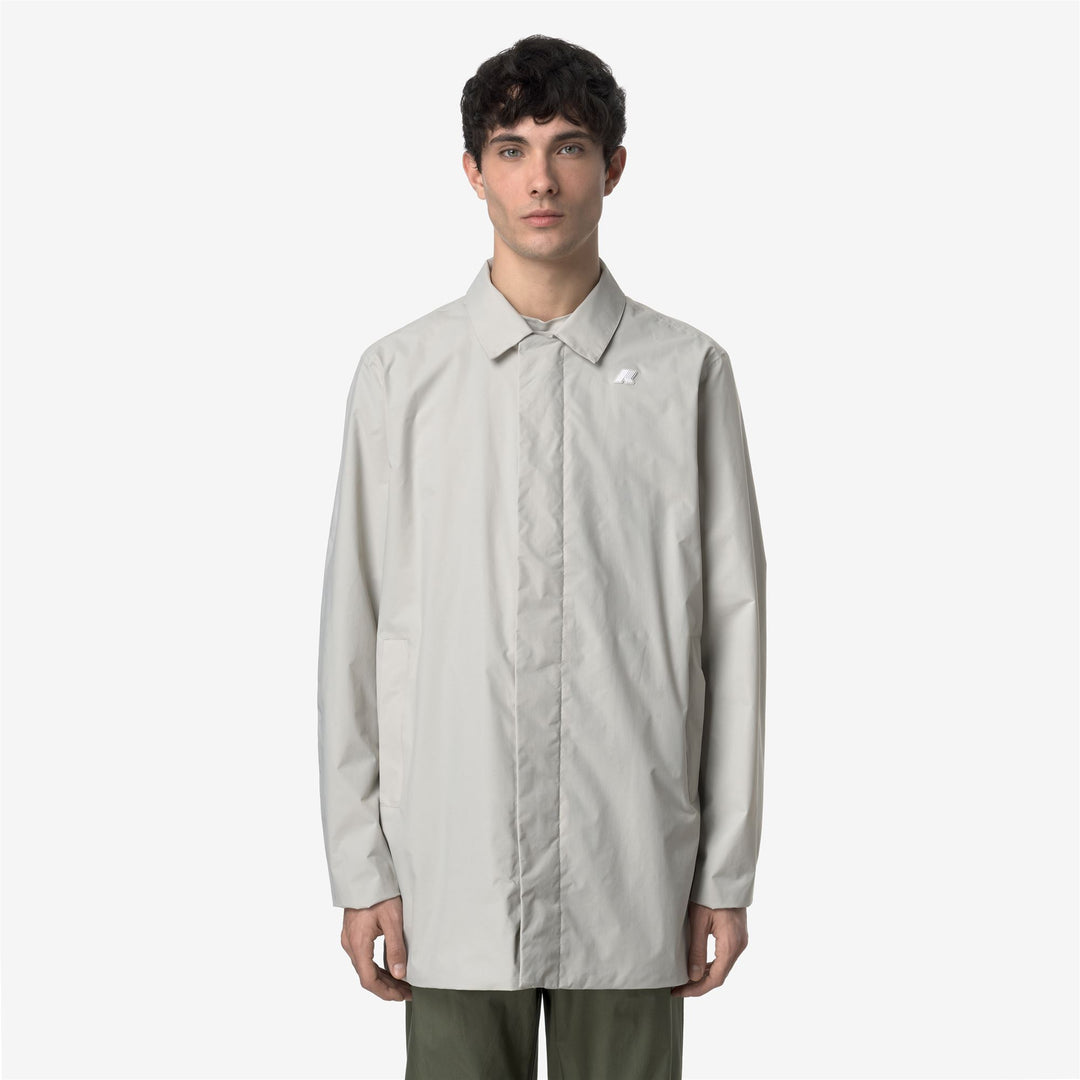 Beige Grey Men's 3/4 Length Waterproof City Jacket 01