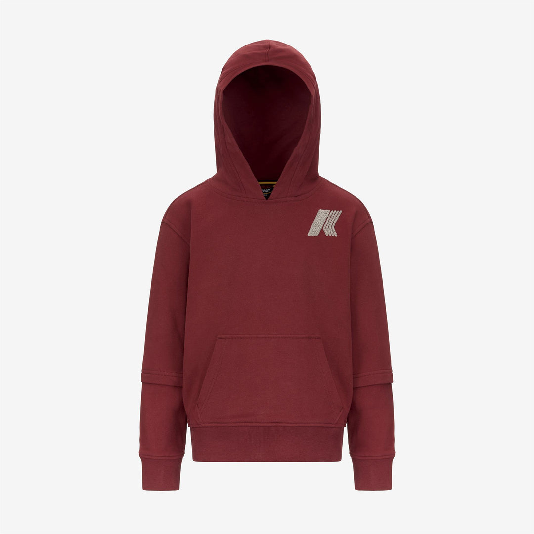 Sudadera deportiva de polar roja con bolsillo tipo canguro para niño 01