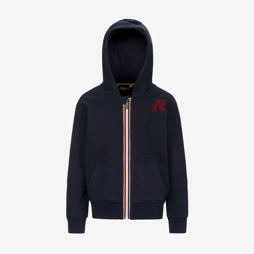 Sudadera con capucha y cremallera completa para niño azul para deportes y ocio 01