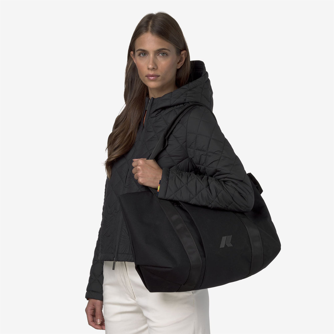 Borsa tote unisex in nylon versatile nera con tasca interna main