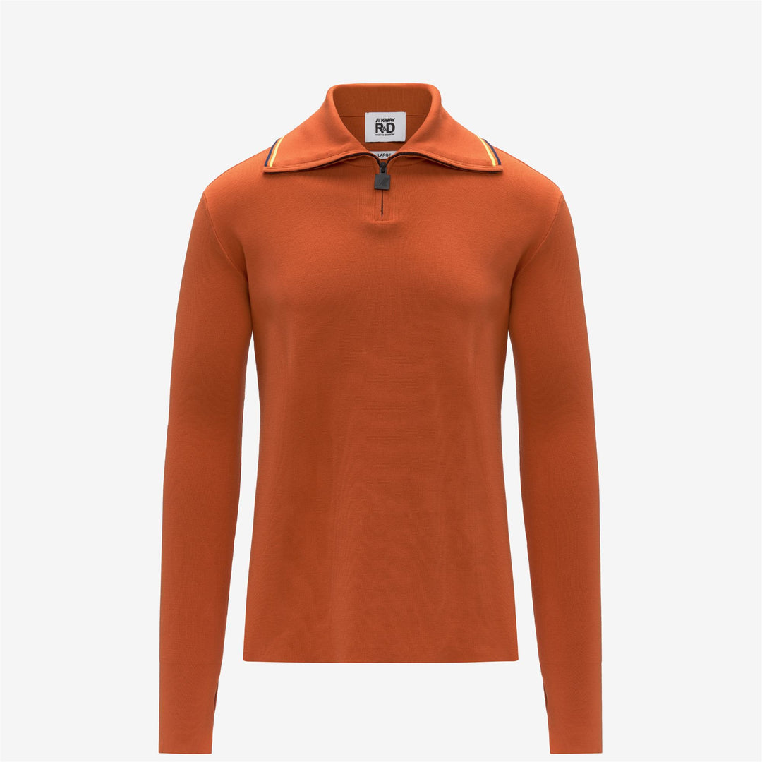 Orange Men's Stylish Pullover with Zipped Collar 01