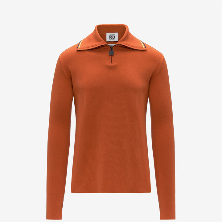 Elegante pullover arancione da uomo con collo con cerniera 1