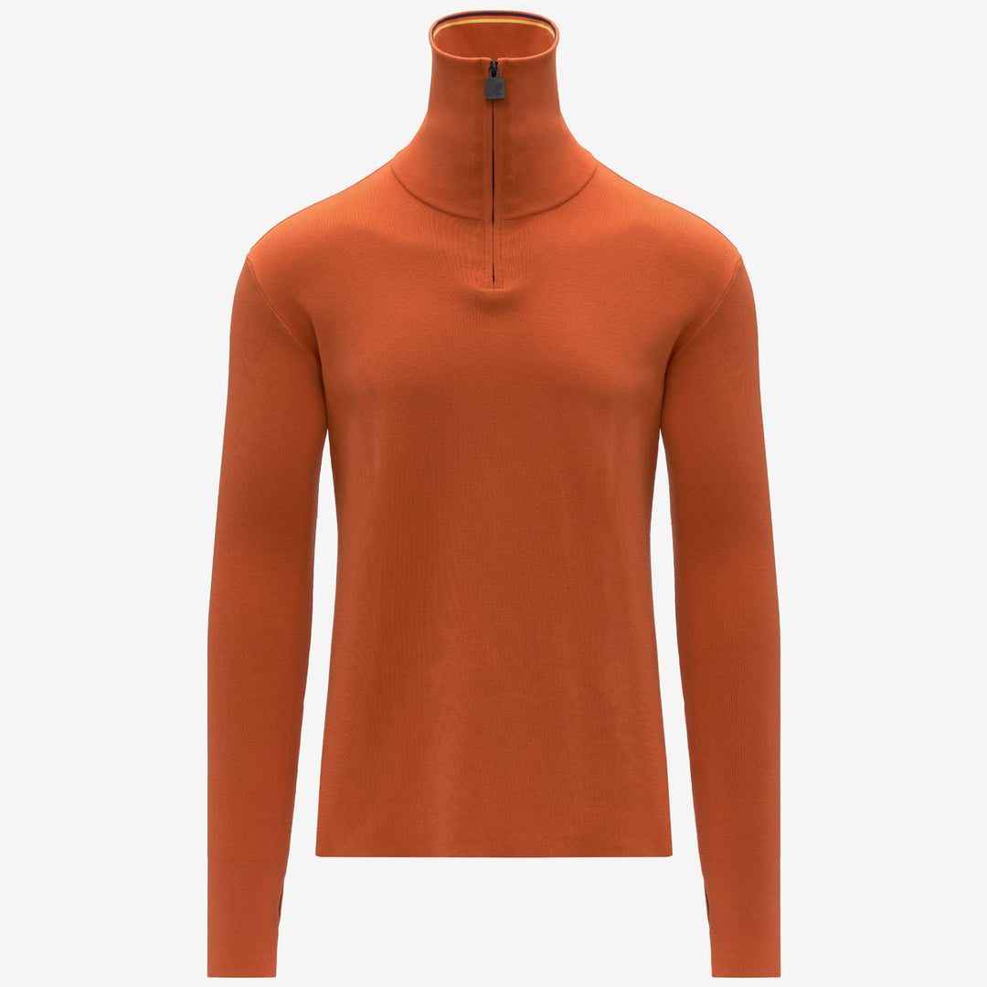 Elegante pullover arancione da uomo con collo con cerniera main