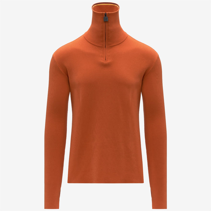 Elegante pullover arancione da uomo con collo con cerniera 2