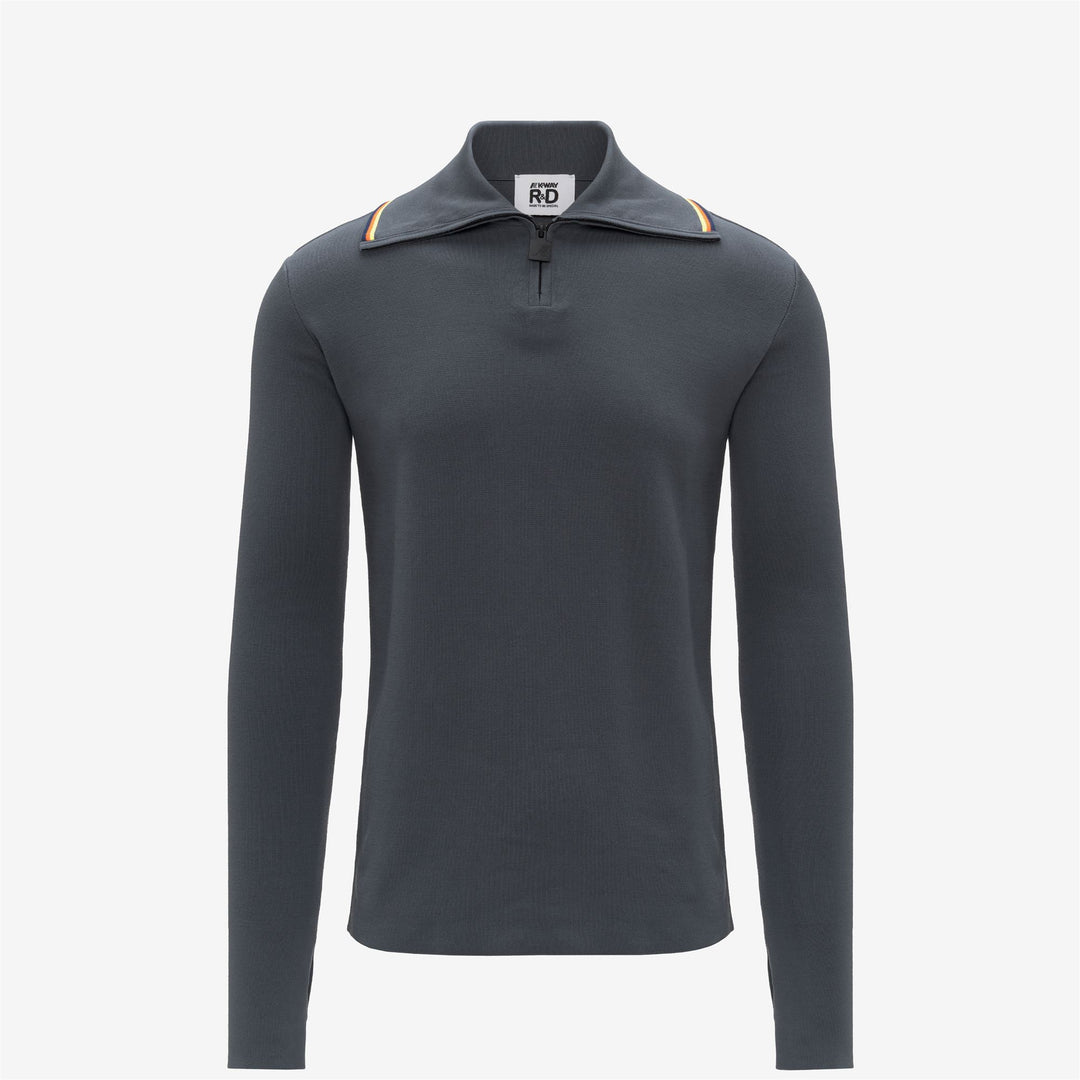 Blue Men's Cotton Knit Jumper with Zipped Collar 01