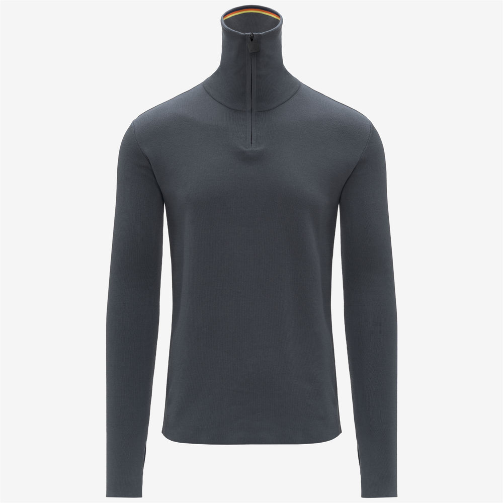 Blue Men's Cotton Knit Jumper with Zipped Collar 02