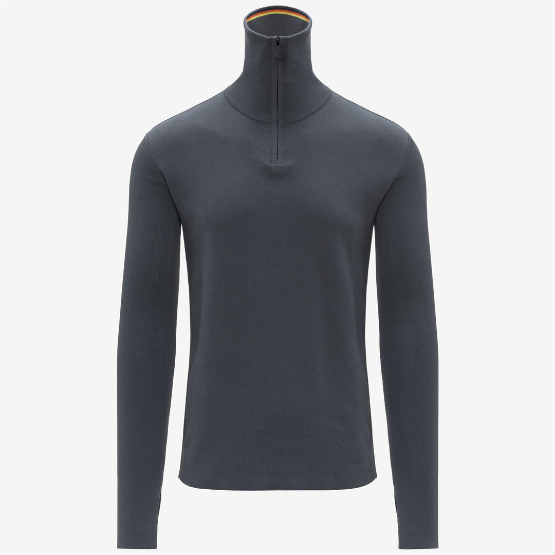 Maglione in maglia di cotone blu da uomo con collo con cerniera main