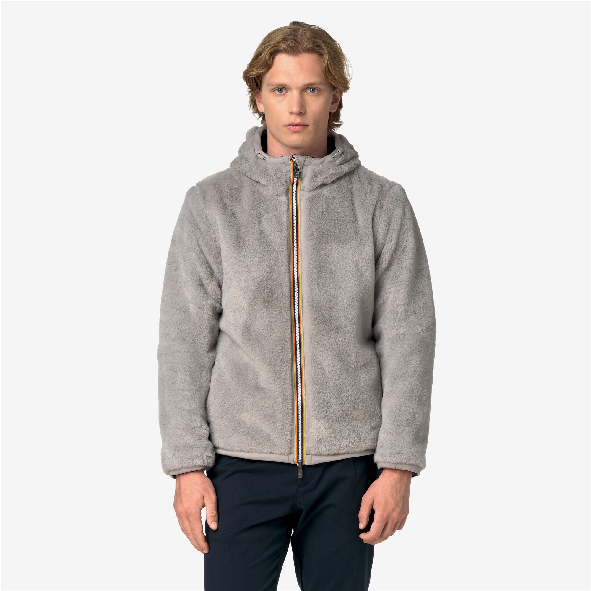 Fleece_Man_JACK LIGHT SPACER FUR DOUBLE_Jacket_Blue Depth - Fur - Grey Mist - Commercial 3