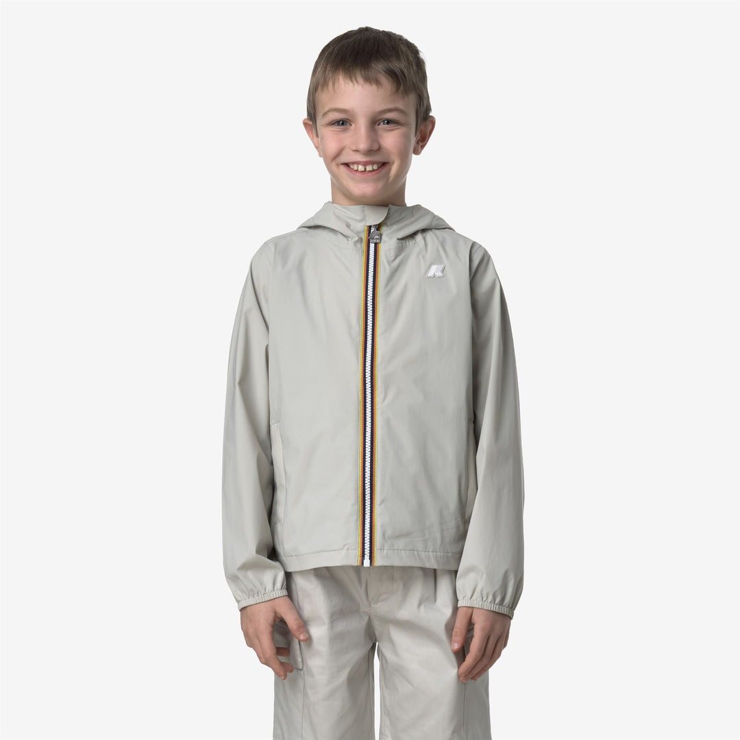 Beige Grey Boys' Stretch Nylon Waterproof Jacket 01