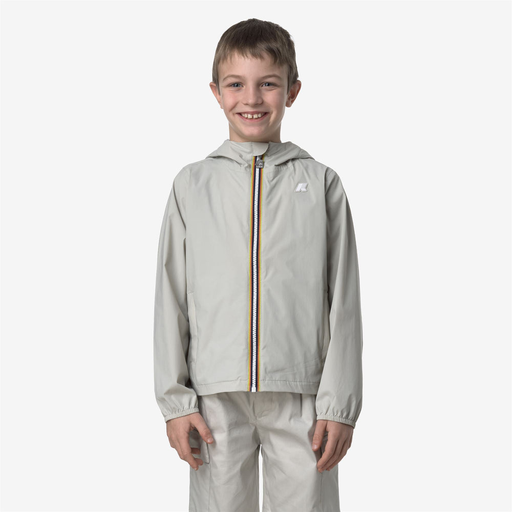 Giacca Impermeabile Stretch in Nylon Grigia Beige per Bambini 02