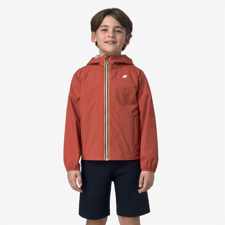 Chaqueta impermeable de nylon elástico para niños marrón rojo 1