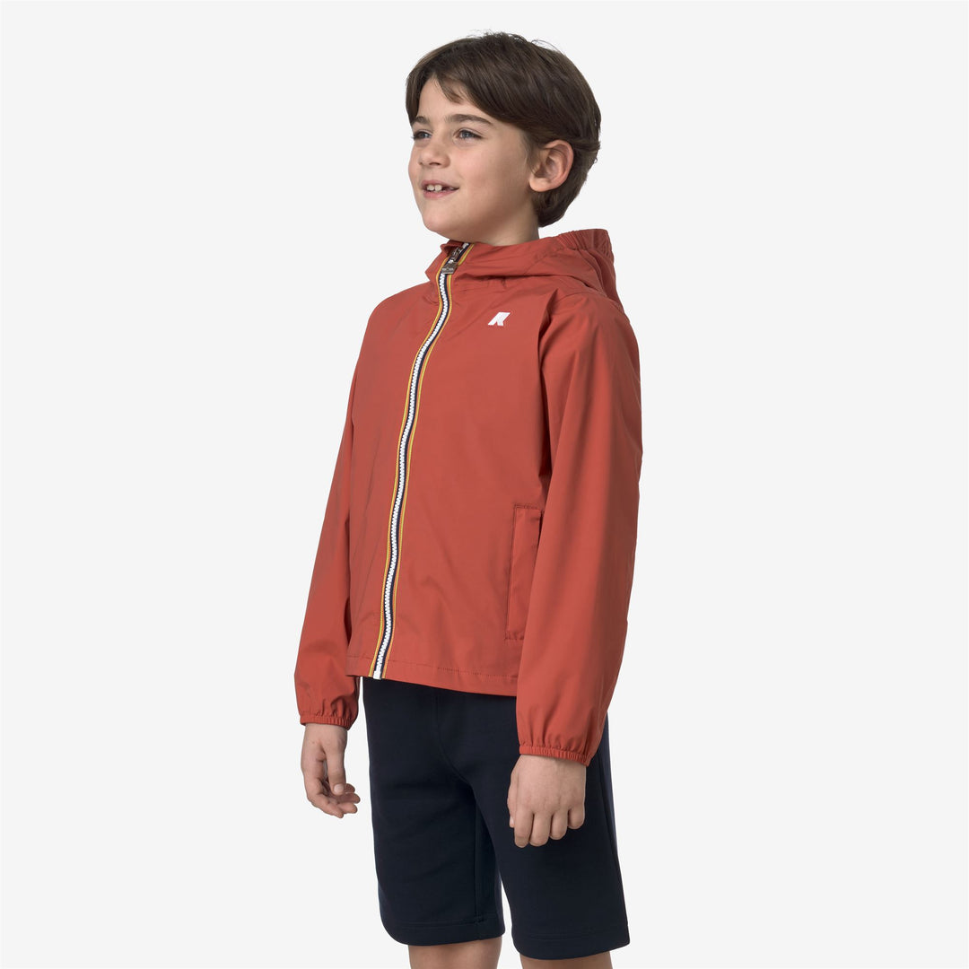 Chaqueta impermeable de nylon elástico para niños marrón rojo main
