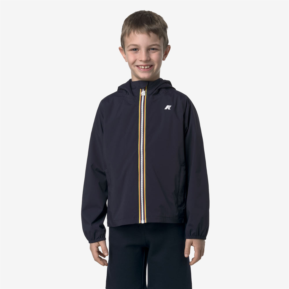 Giacca Impermeabile Stretch Nylon Blu per Ragazzi con Bordo Elasticizzato 02